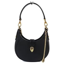 Bulgari BVLGARI Serpenti Ellipse Leather 2way Handbag Black
