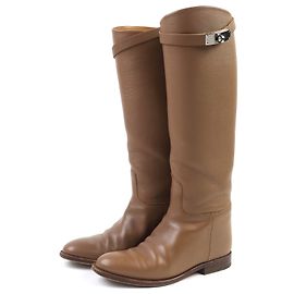 Hermès Botas Hermes Jumping Kelly Buckle de Couro Marrom