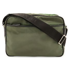 Bolsa de ombro em nylon jacquard com logotipo Prada e couro Marrom Cinza antracite Castanho escuro