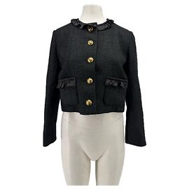 Sandro Kurze Tweed-Jacke schwarz Schwarz