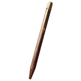 Stylo bille Cartier Santos Gordon plaqué or Bleu Doré Gris Bleu foncé