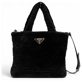 Borsa a tracolla in shearling Prada Nero