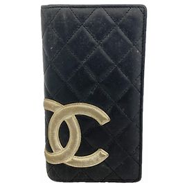 Cartera larga de piel de cordero Cambon Chanel Negro