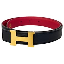 Hermès Hermes Constance Gürtel aus schwarzem Courchevel Leder Schwarz