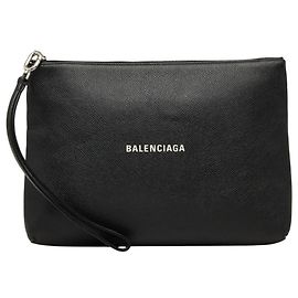 Balenciaga Logo Clutch Bag Black