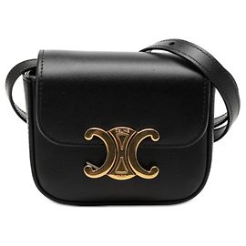 Céline Borsa a tracolla Celine Triomphe Mini Claude in pelle nera Nero