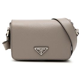 Prada Triangle Logo Shoulder Bag Grey