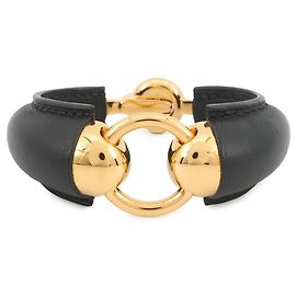 Pulseira charm de couro Swift preto Hermès Preto