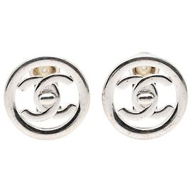 Chanel Coco Mark Turnlock Vintage Ohrringe Silber