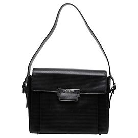 Borsa a una spalla con rilievo Saint Laurent Nero