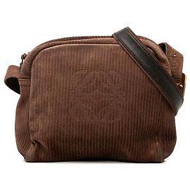 Borsa a tracolla LOEWE in velluto a coste marrone Anagram Marrone