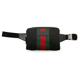 Gucci Black Canvas Techno Web Belt Bag Black