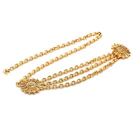 Chanel Gold CC vergoldeter Sonnenmedaillon-Gürtel mit dreifacher Kette Golden