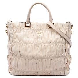 Bolsa Prada Brown Nappa Gaufre Marrom Bege
