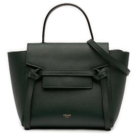Céline Bolso Belt Celine de piel de becerro granulada Nano verde Verde Verde oscuro