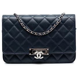 Chanel Black Quilted Lambskin Golden Class Wallet On Chain Black