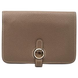 Hermès Brown Togo Dogon Compact Wallet Brown Taupe