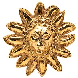 Chanel Gold Gold Plated Löwenkopf Sonnenbrosche Golden