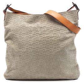 Céline Celine Gray C Macadam Suede Crossbody Brown