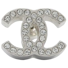 Chanel Silver Metal Stud Earrings Silvery