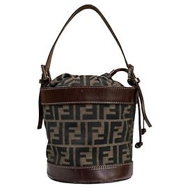 Borsa a secchiello Fendi Zucca Marrone Nero