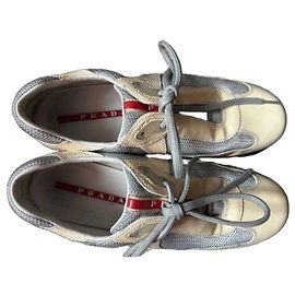 Prada America's Cup Sneakers Beige e Argento Argento Beige