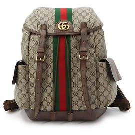 Gucci Ophidia Backpack in GG Supreme Leather Brown Beige