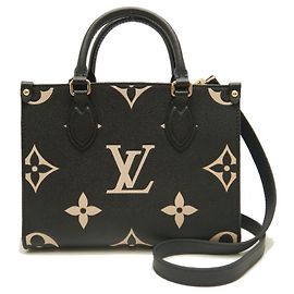 Louis Vuitton Bicolor Monogram OnTheGo PM Handbag Black Beige