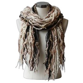 Cachecol Missoni em lã multicolorida oversize Marrom Preto Branco Multicor