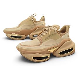 NEUE BALMAIN B-BOLD SNEAKER 36 CANVAS WILDLEDER & PVC BEIGE Beige