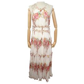 ZIMMERMANN MAE SEIDENKLEID MIT BLUMENMUSTER HALTERNECK GRÖSSE 38 40 Mehrfarben