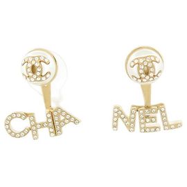 NUOVI ORECCHINI PENDENTI CHANEL LOGO CC E STRASS D'oro
