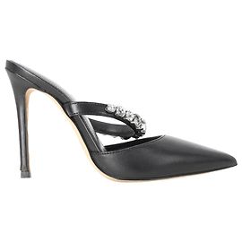 Michael Kors Jessa Embellished Pointed-Toe Mules in Black Leather Black