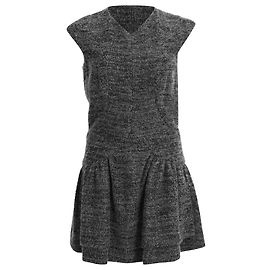 Robe courte à col en V Chanel en laine grise Gris