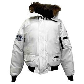 Canada Goose Chilliwack PBI Fur-Trimmed Coat in White Polyester White