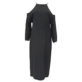 Abito midi con cut-out The Row in viscosa nera Nero