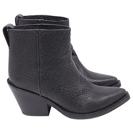 Acne Studios Donna Western Ankle Boots in Black Leather Black