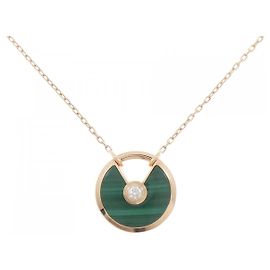 Collier Cartier Amulette 750Pink Gold Malachite Diamond Vert