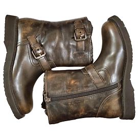 Prada Bottines Biker Engineer Cuir Marron Taille 35 Marron