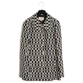 Gucci Geometric Knit Blazer Jacket - Black/Ecru Black Cream
