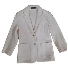 The Row Cream Virgin Wool Blend Blazer Cream