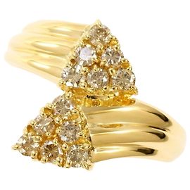 Autre Marque Anillo de banda en oro amarillo de 18K con diamante marrón Dorado