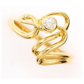 Autre Marque 18K Gelbgold-Ring mit Diamant Golden