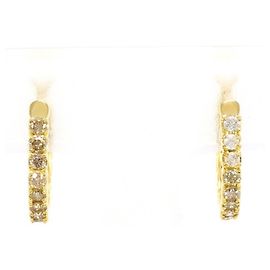 Autre Marque Pendientes de aro en oro amarillo de 18K con diamantes marrones Dorado