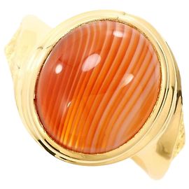 Autre Marque 18K Gelbgold-Ring mit Achat-Stein Golden