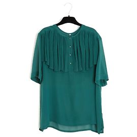 Chloé Camicetta in seta plissata Karl Lagerfeld - Verde Verde
