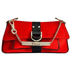 Dior Hardcore Trotter Extra Mini Crystal Saddle Bag Red Black Black Red Silver hardware