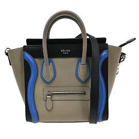 Céline Sac Luggage bicolore en cuir Celine Nano Marron