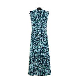 Zimmermann Blumen-Maxikleid aus Seide Weiß Blau Grün Dunkelblau