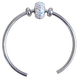 Swarovski Bracciale Rigido Cristalli Pavé Argento Metallico